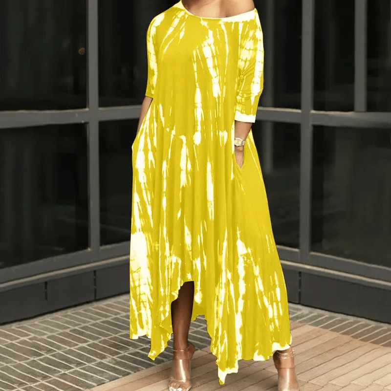 Irregular Dress withTtie-dye Print