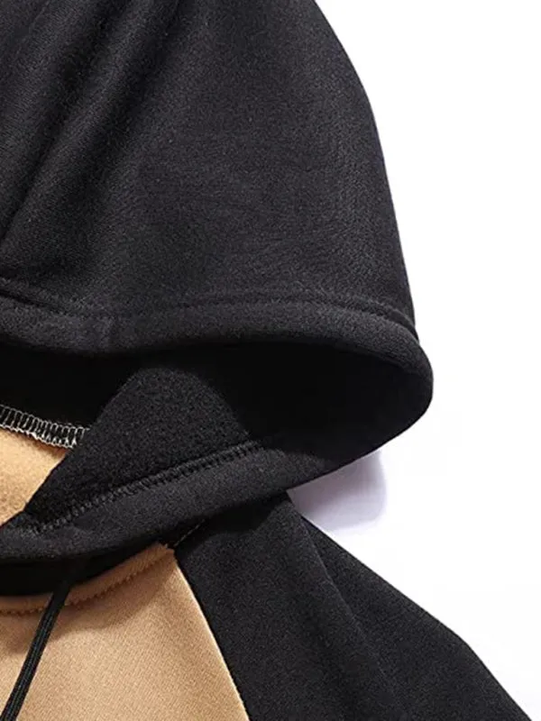 Jacket Contrasting color zipper cardigan plus fleece hoodie men's clothing