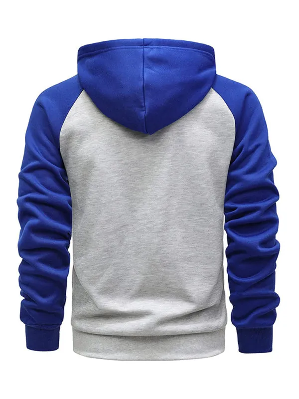 Jacket Contrasting color zipper cardigan plus fleece hoodie men's clothing