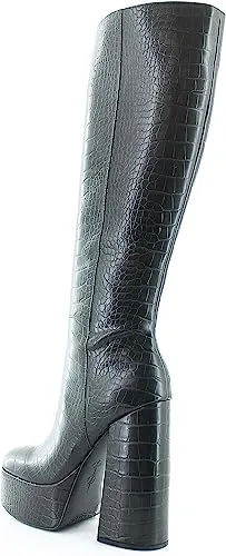 Jessica Simpson Knee High Block Heel Boots Samah Black Round Toe Platform Boots