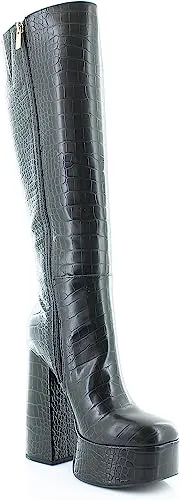 Jessica Simpson Knee High Block Heel Boots Samah Black Round Toe Platform Boots