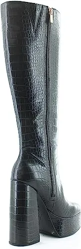 Jessica Simpson Knee High Block Heel Boots Samah Black Round Toe Platform Boots