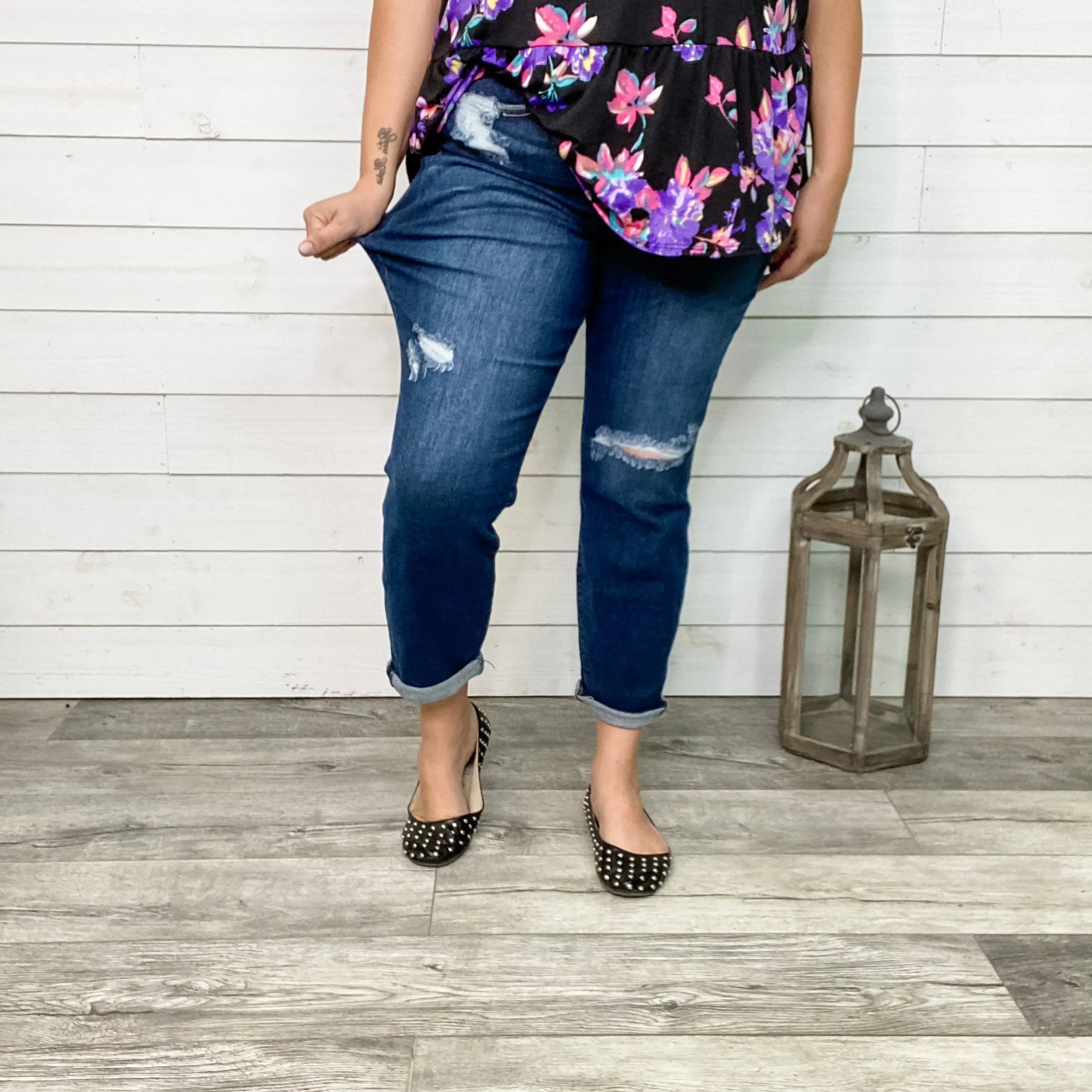 Judy Blue "Main Event" Distressed Boyfriend Jeans