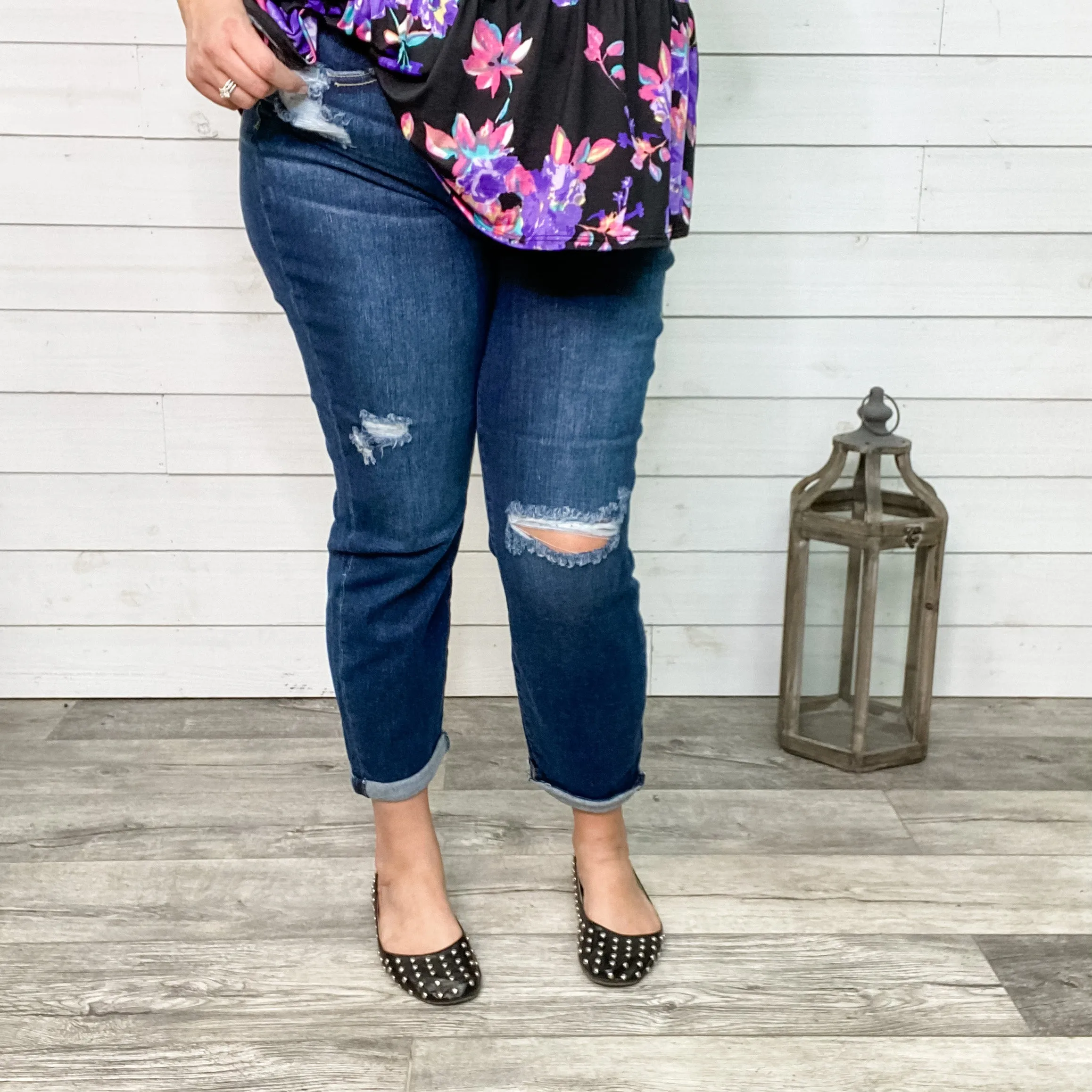 Judy Blue "Main Event" Distressed Boyfriend Jeans
