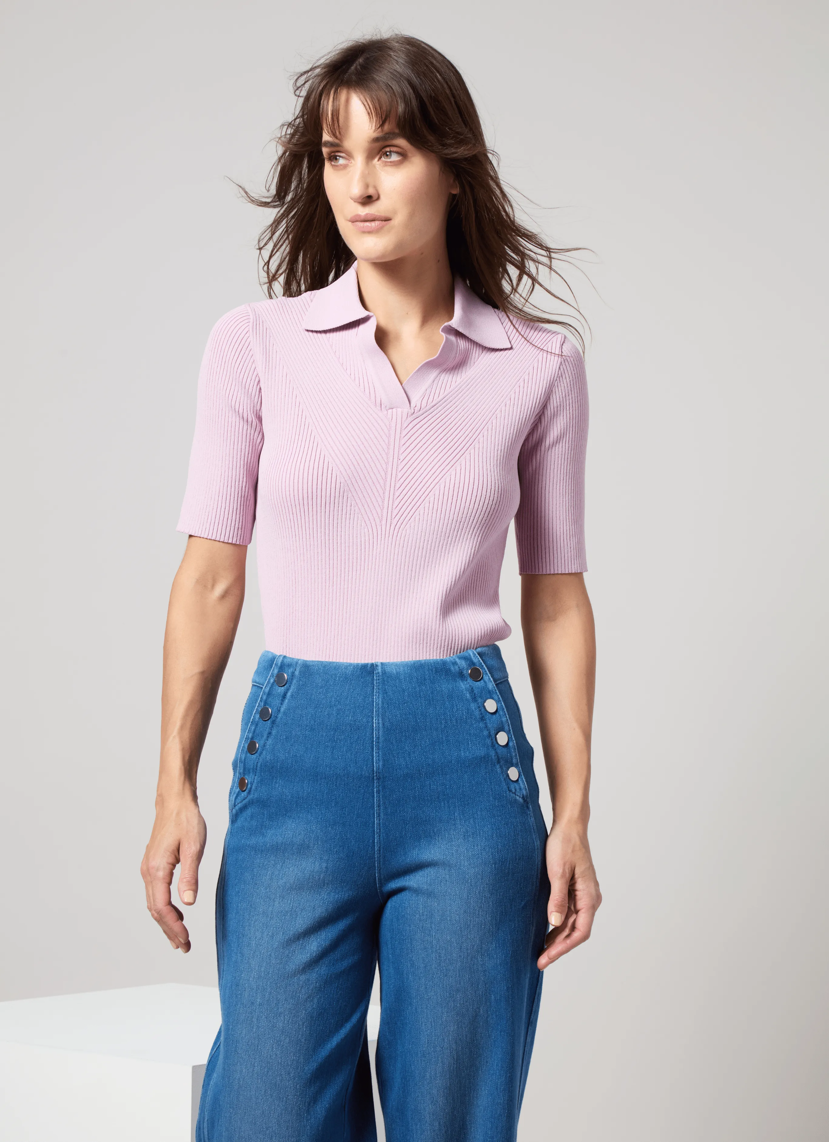 Kenzie Ribbed Knit Polo