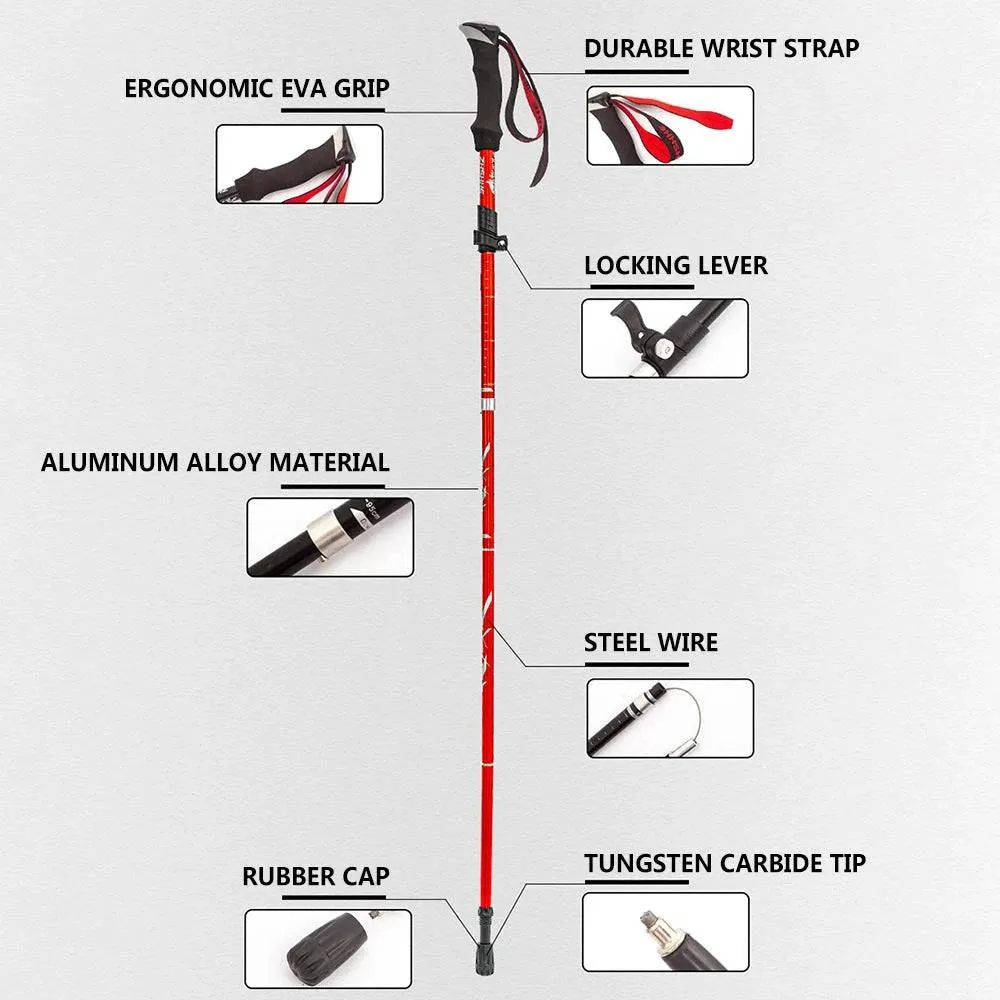 Lightweight Collapsible Trekking Pole Five-fold Walking Stick for Hiking Camping Backpacking