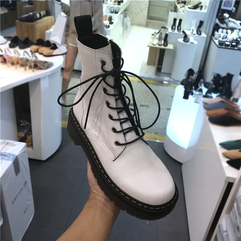 LUXE SEVEN DESIGN CHUNKY LACE UP ANKLE BOOTS