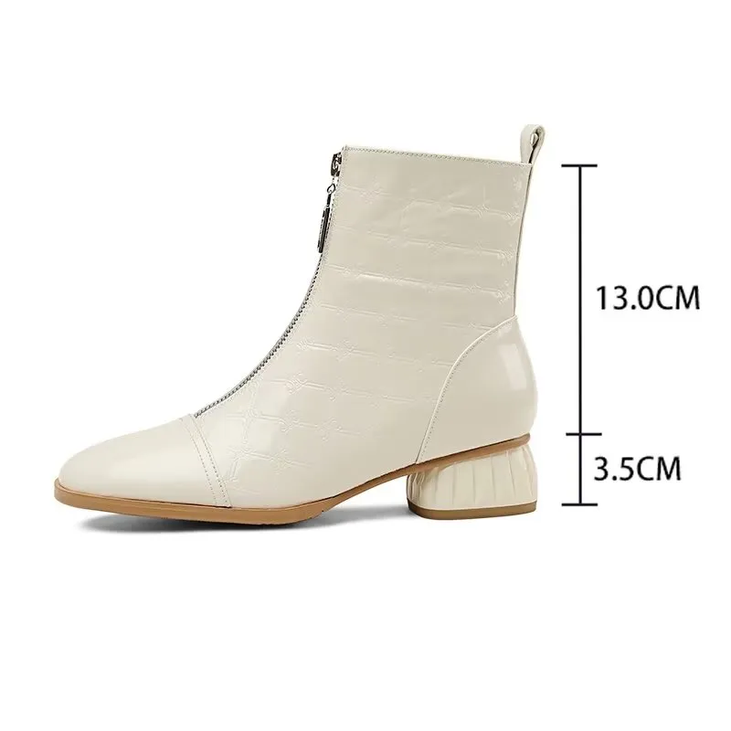 LuxeLeather Exotic-Embossed Fashion Ankle Boots