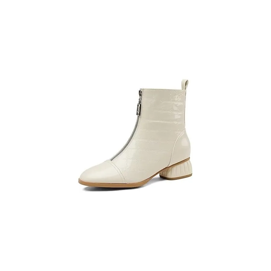 LuxeLeather Exotic-Embossed Fashion Ankle Boots
