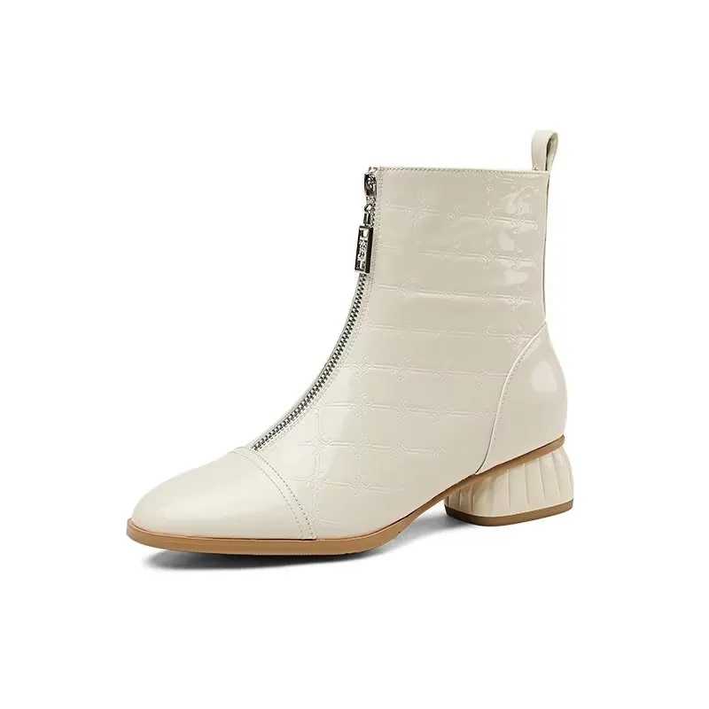 LuxeLeather Exotic-Embossed Fashion Ankle Boots