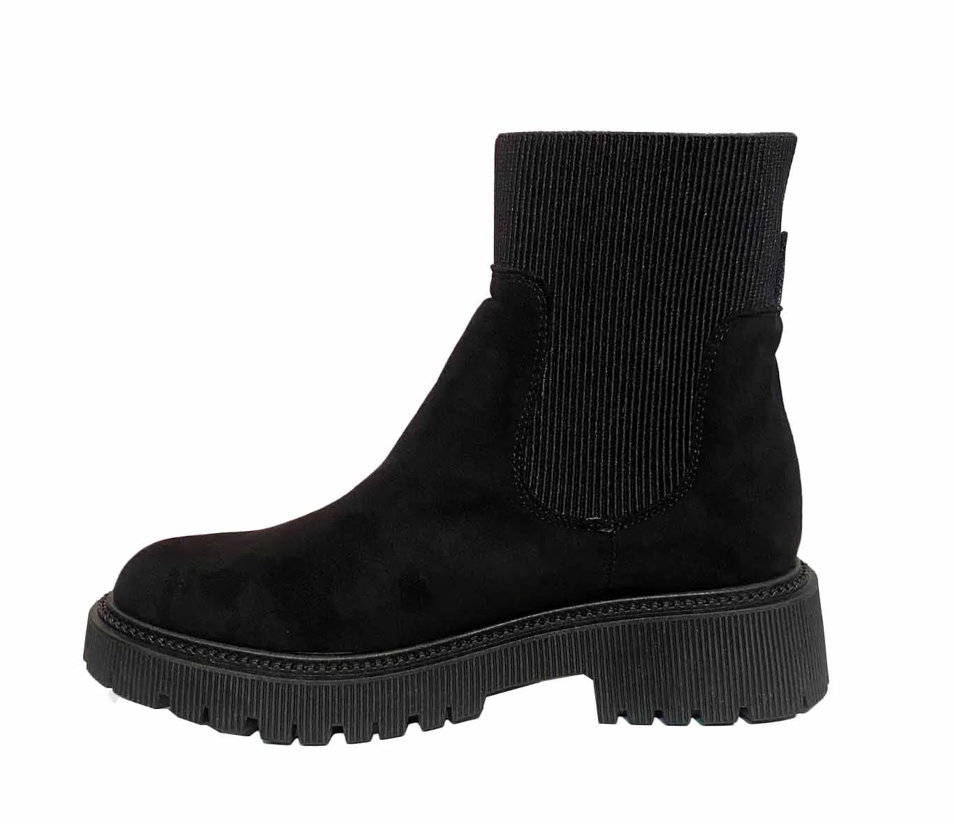 Lydia Ladies Chunky Low Heel Womens Mid Calf Casual Winter Ankle Sock Boots Black