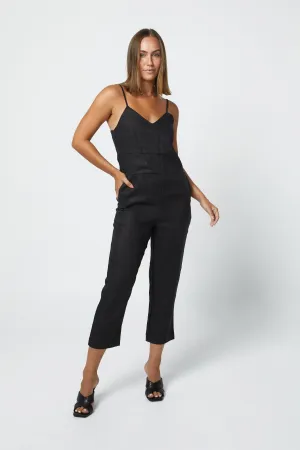 MARLEY LINEN JUMPSUIT - BLACK
