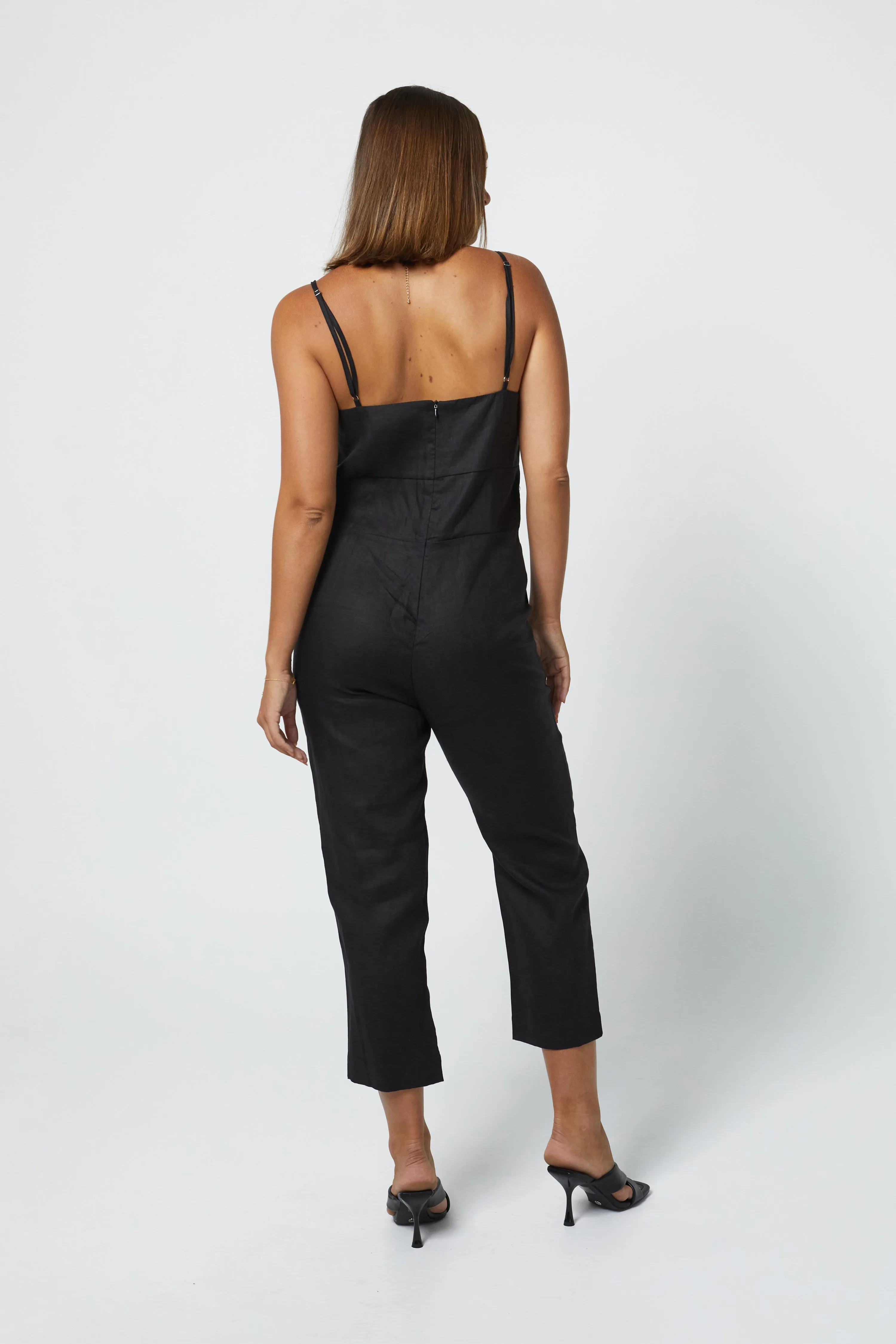 MARLEY LINEN JUMPSUIT - BLACK