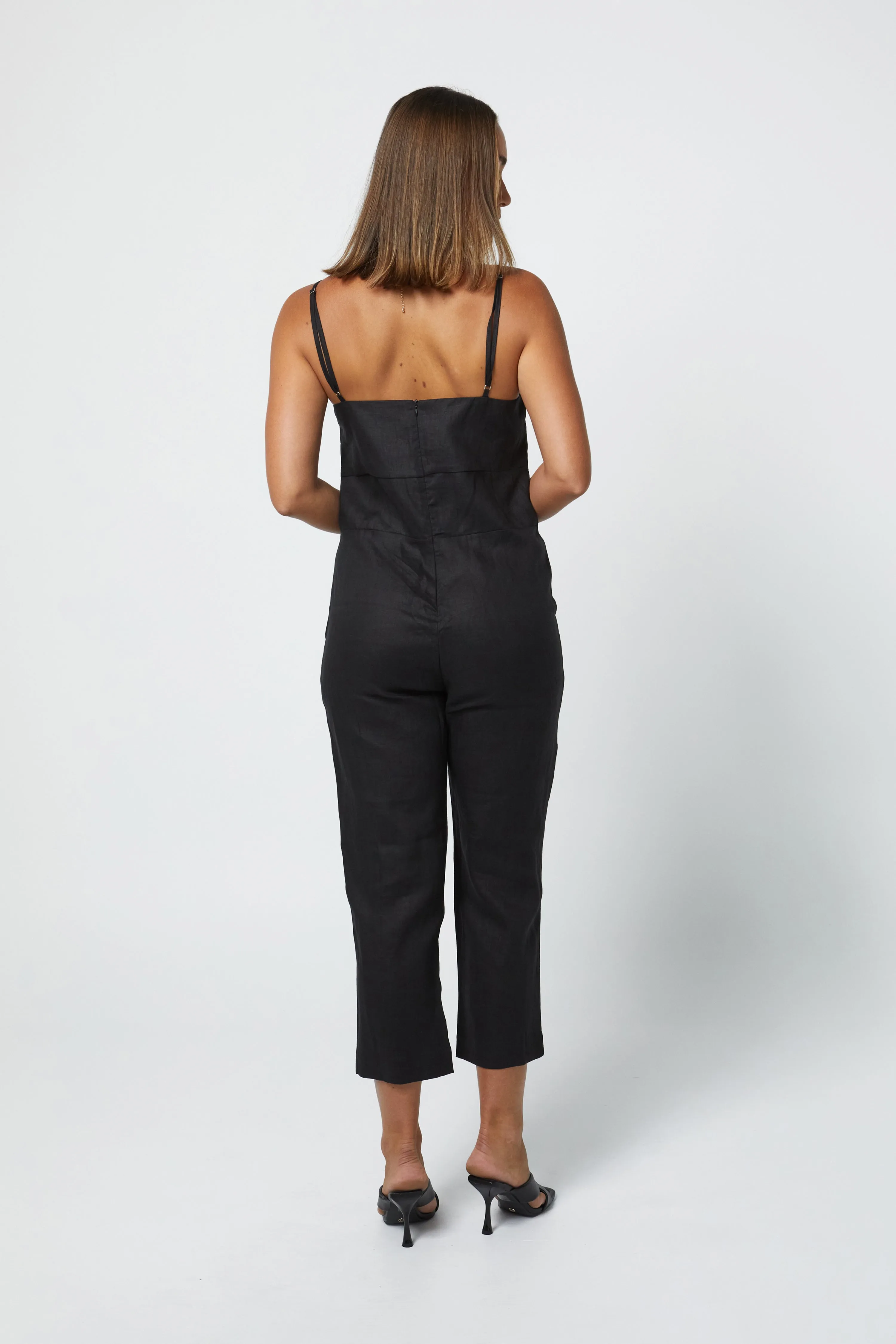 MARLEY LINEN JUMPSUIT - BLACK