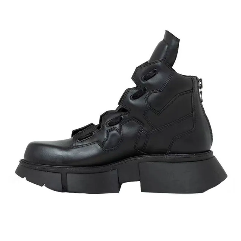 MARTIN SHIJA BRITISH STYLE CHUNKY SOLE LEATHER BOOTS