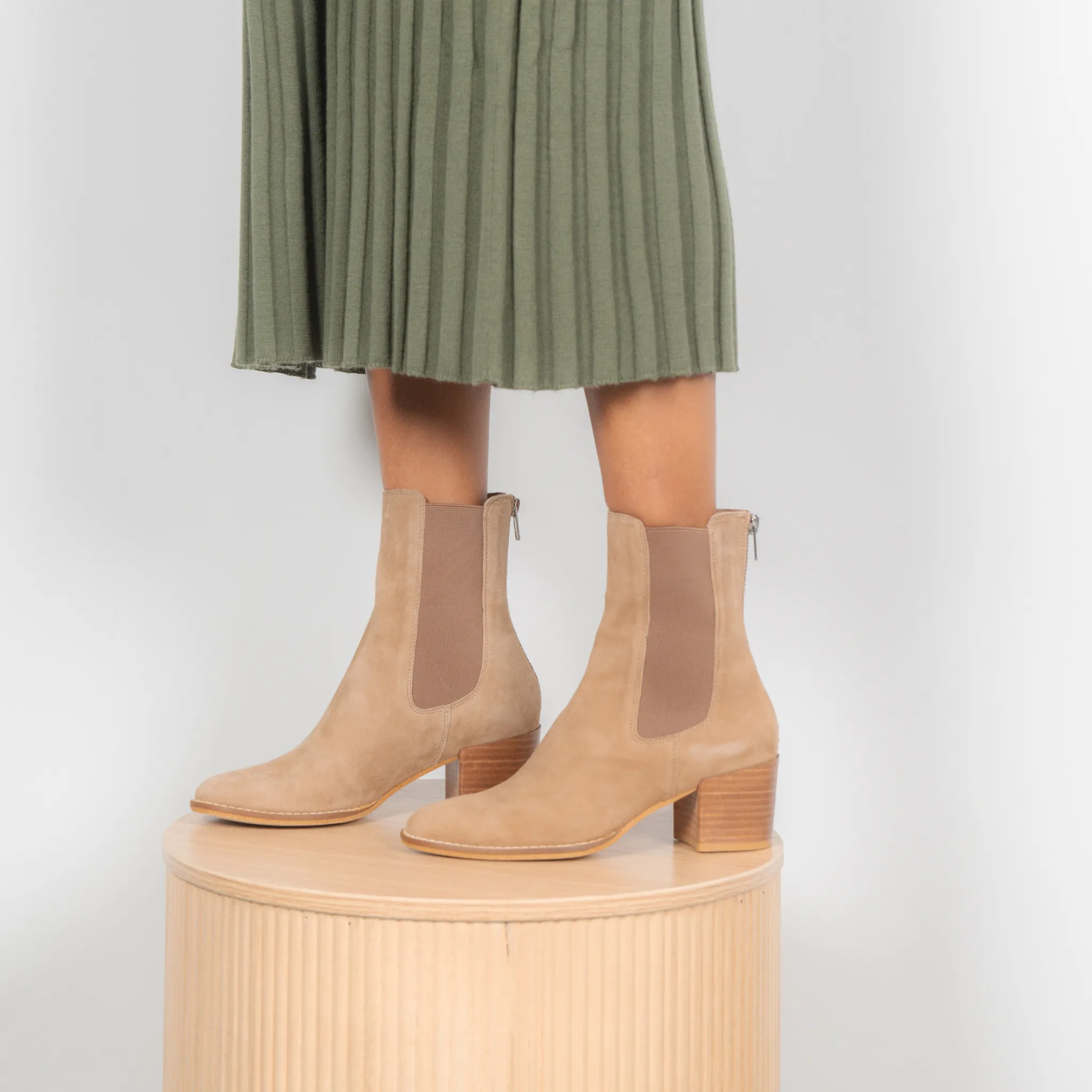 Mycah Light Choc Leather Ankle Boots