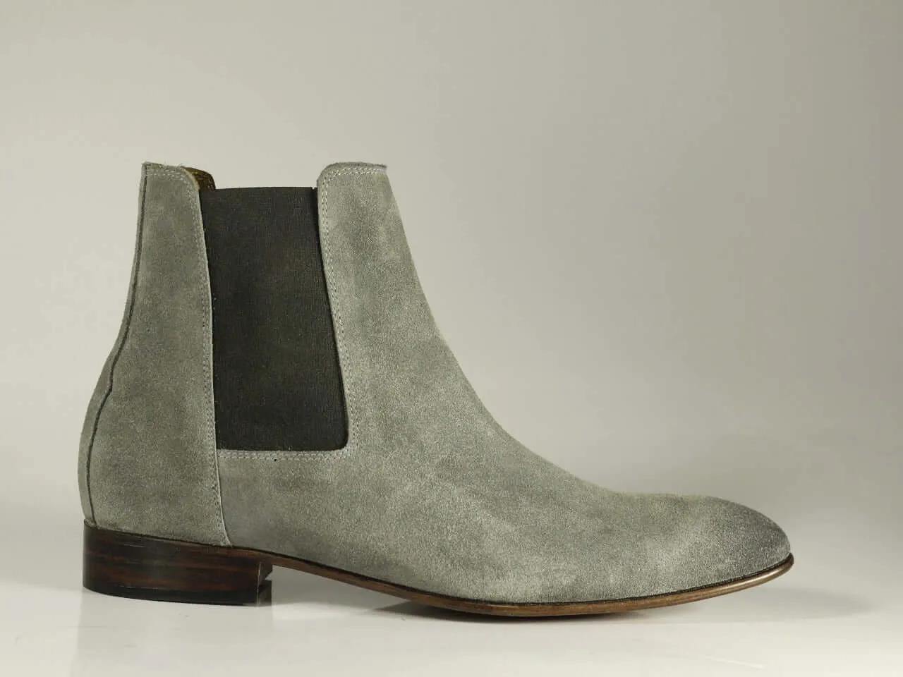 New Men's Handmade Gray Suede Chelsea Boots, Men Ankle Boots, Men Designer Boots