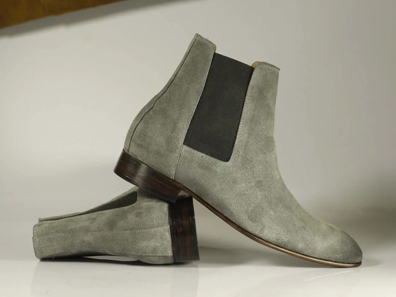 New Men's Handmade Gray Suede Chelsea Boots, Men Ankle Boots, Men Designer Boots