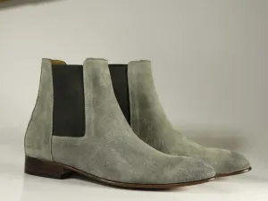 New Men's Handmade Gray Suede Chelsea Boots, Men Ankle Boots, Men Designer Boots
