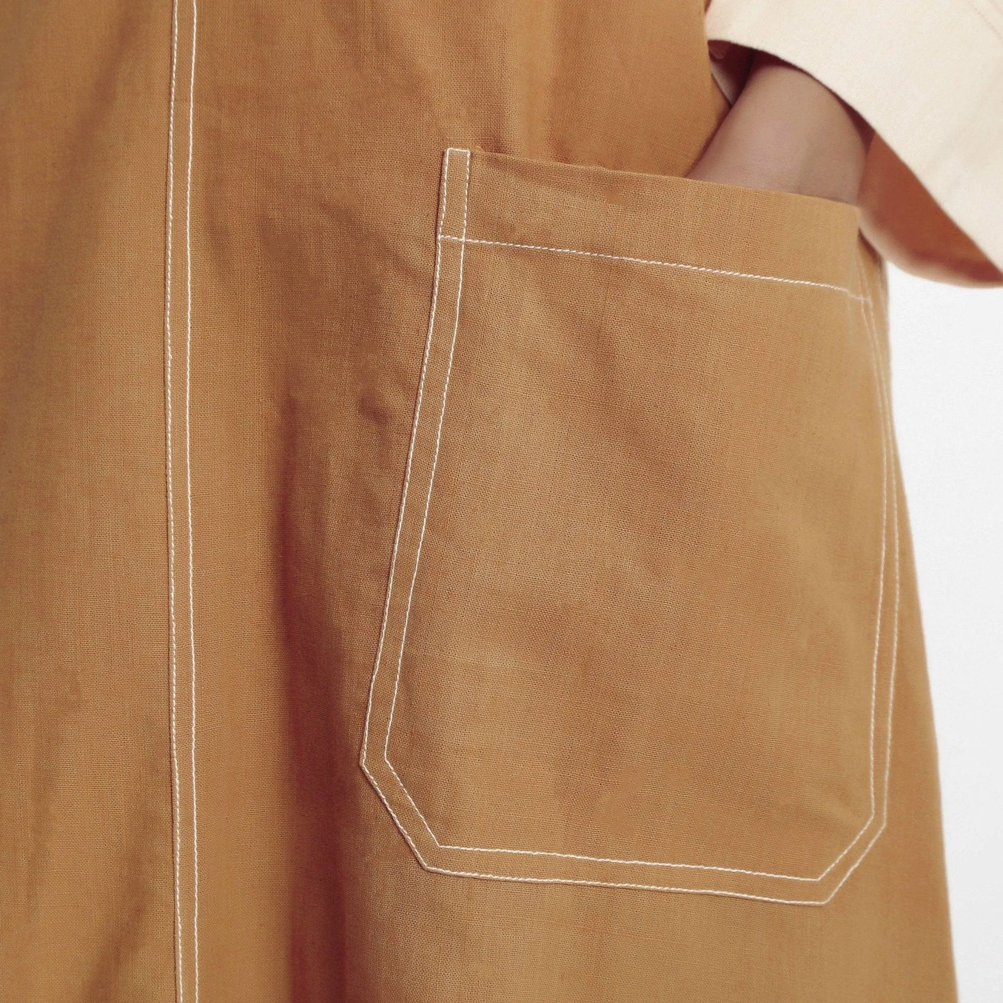Orange Handspun Cotton Paneled Midi Shift Dress
