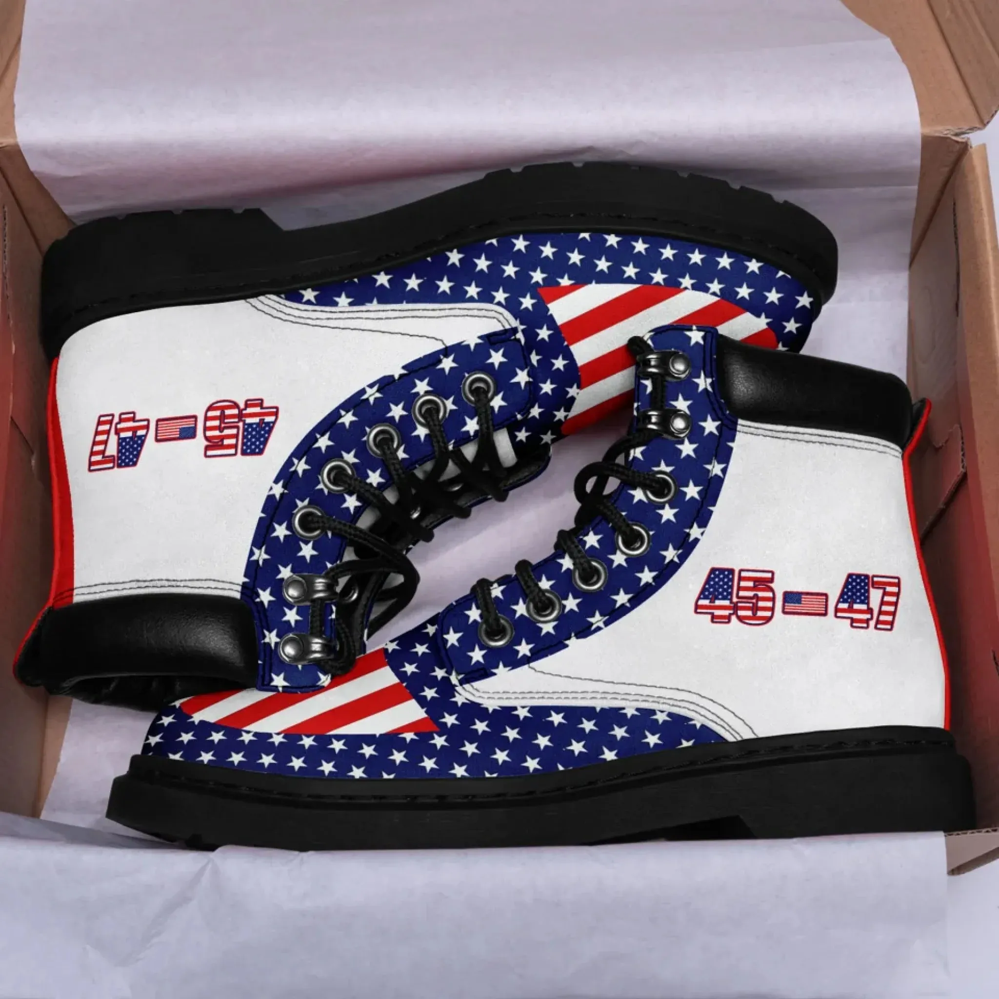 Personalized Trump 45-47 Boots, Custom Presidential Style Boots, Comfortable Boots