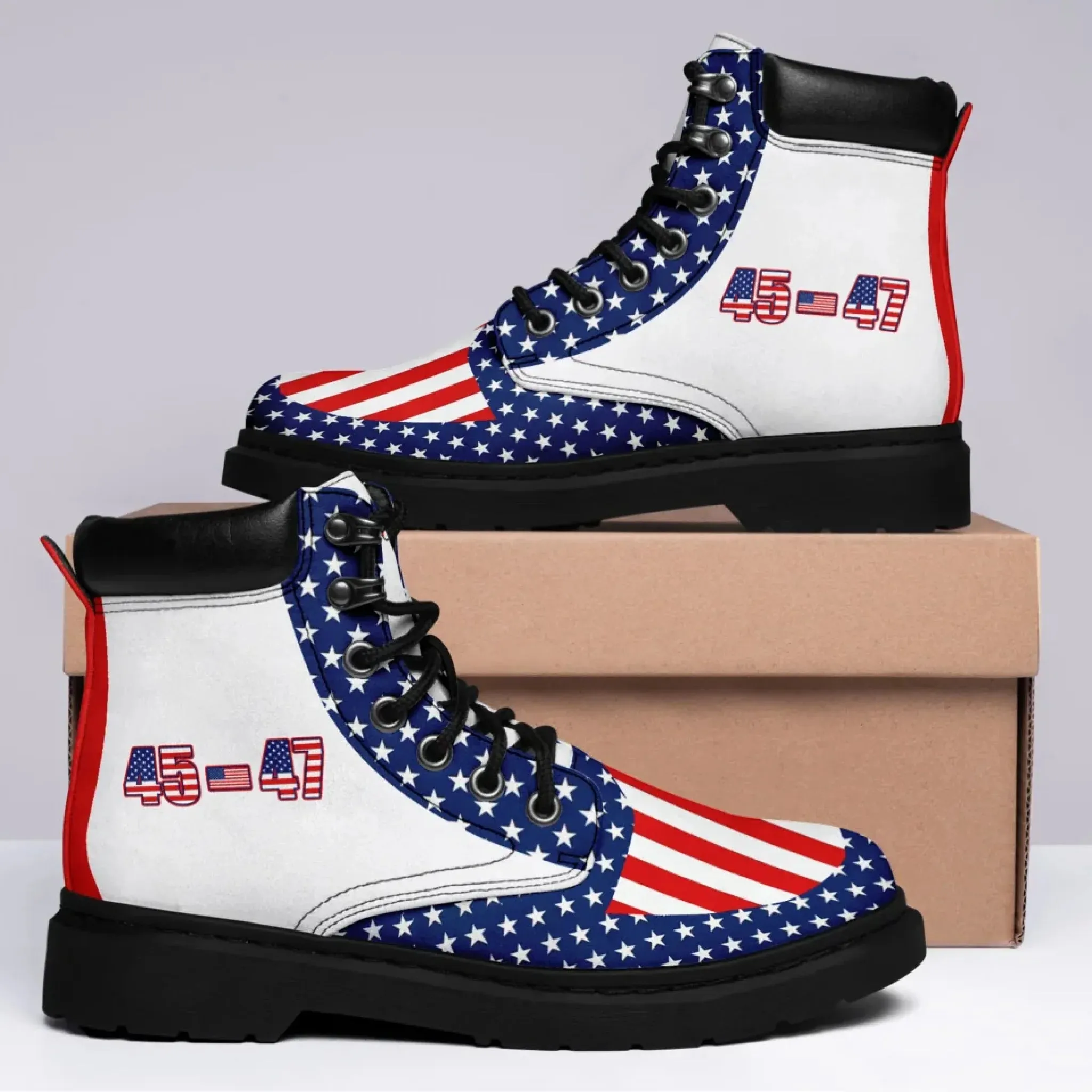 Personalized Trump 45-47 Boots, Custom Presidential Style Boots, Comfortable Boots