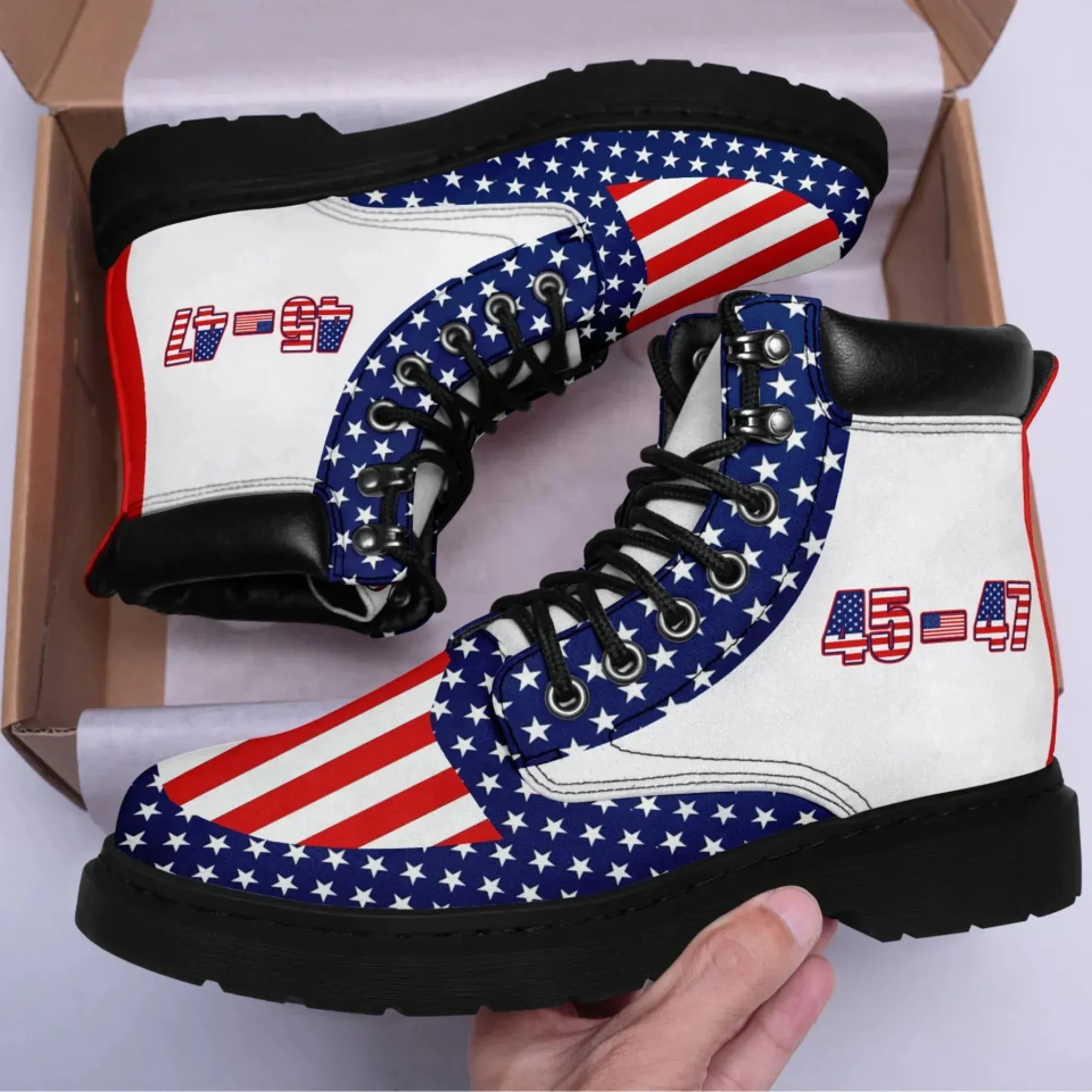 Personalized Trump 45-47 Boots, Custom Presidential Style Boots, Comfortable Boots