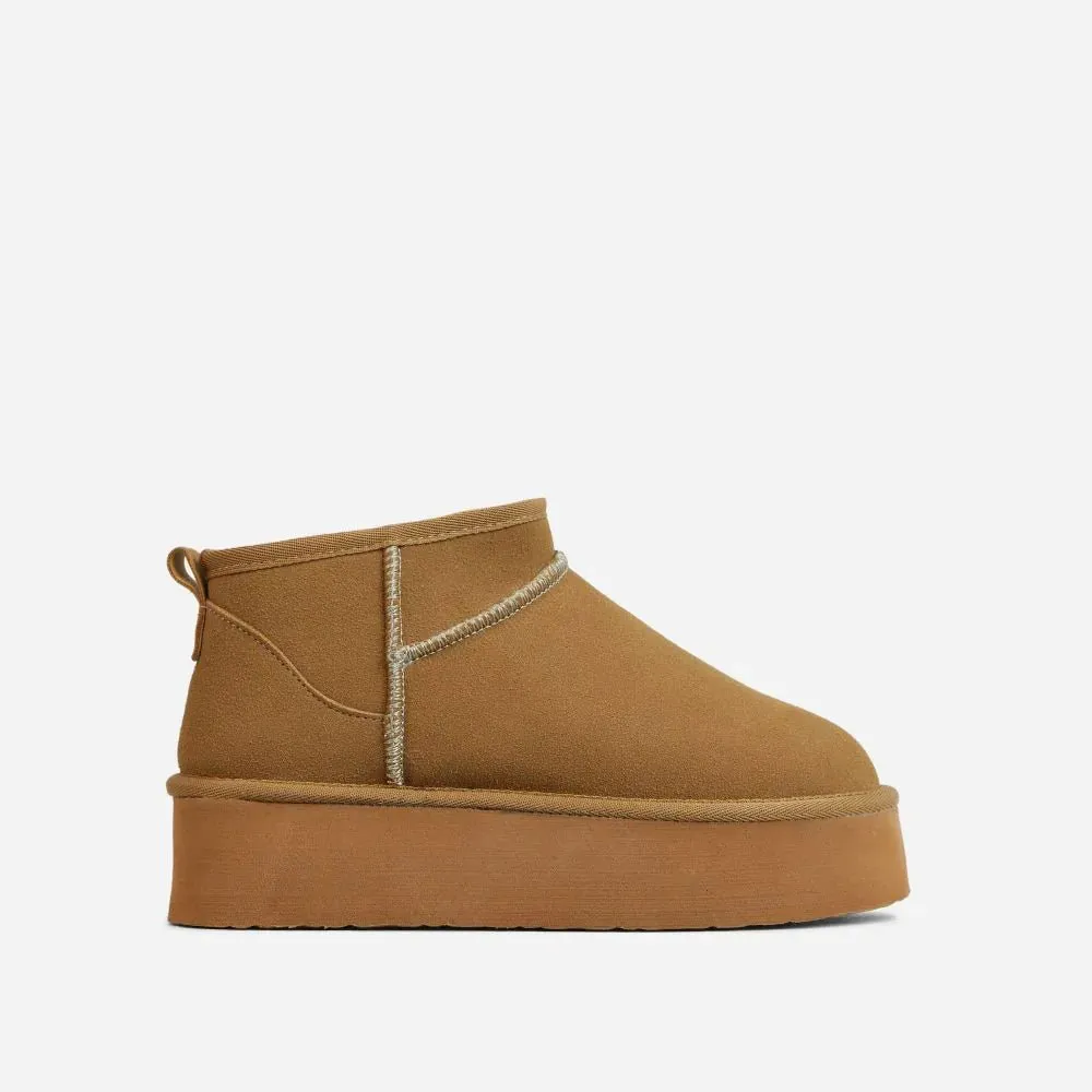 Platform Fur Lining Ankle Boots Pumpkin
