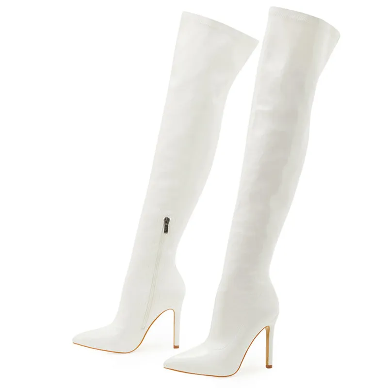 PU patent leather stiletto thigh boots