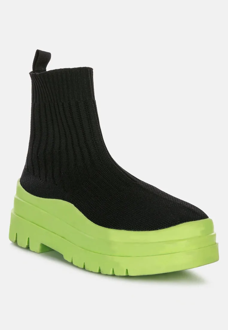 quavo knitted platform chunky boots