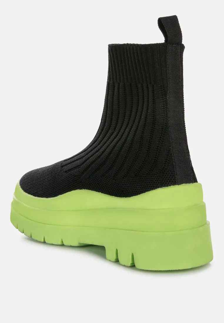 quavo knitted platform chunky boots
