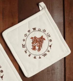 "Boots & Saddle" 100% Cotton Embroidered Pot Holder