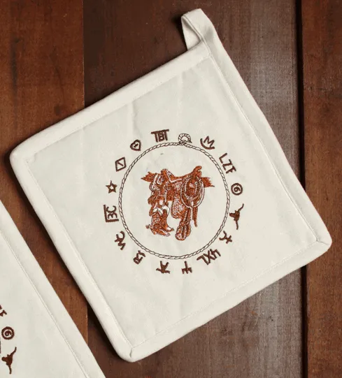 "Boots & Saddle" 100% Cotton Embroidered Pot Holder