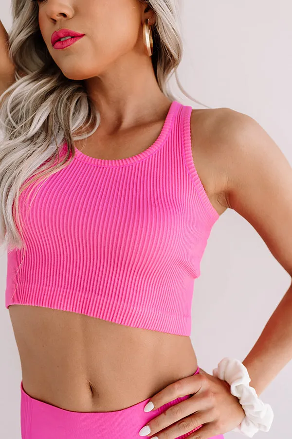 Ready Set Chic Ribbed Crop Top In Pink