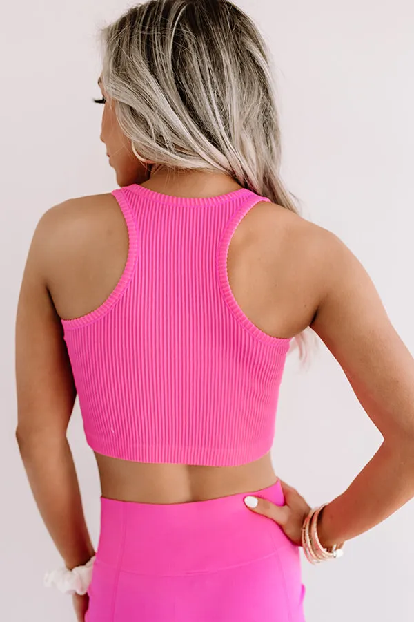 Ready Set Chic Ribbed Crop Top In Pink