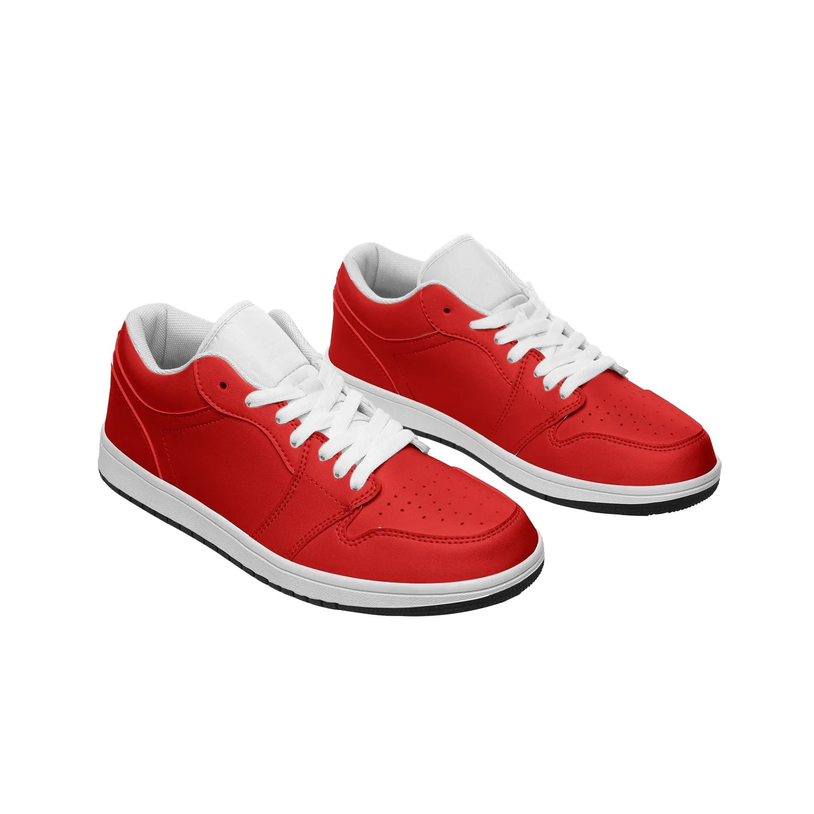 Red Unisex Low Top Leather Sneakers