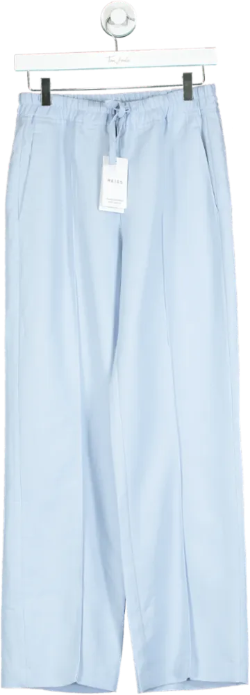 REISS Blue Linen Blend Pull On Trousers UK 6
