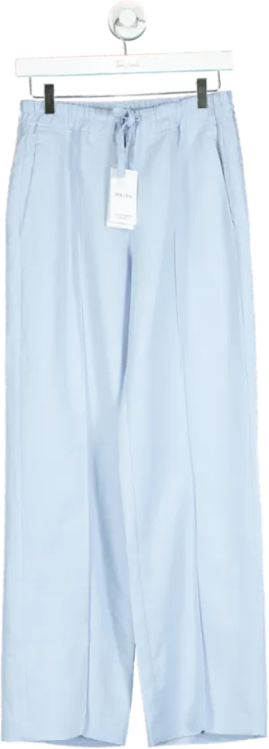 REISS Blue Linen Blend Pull On Trousers UK 6