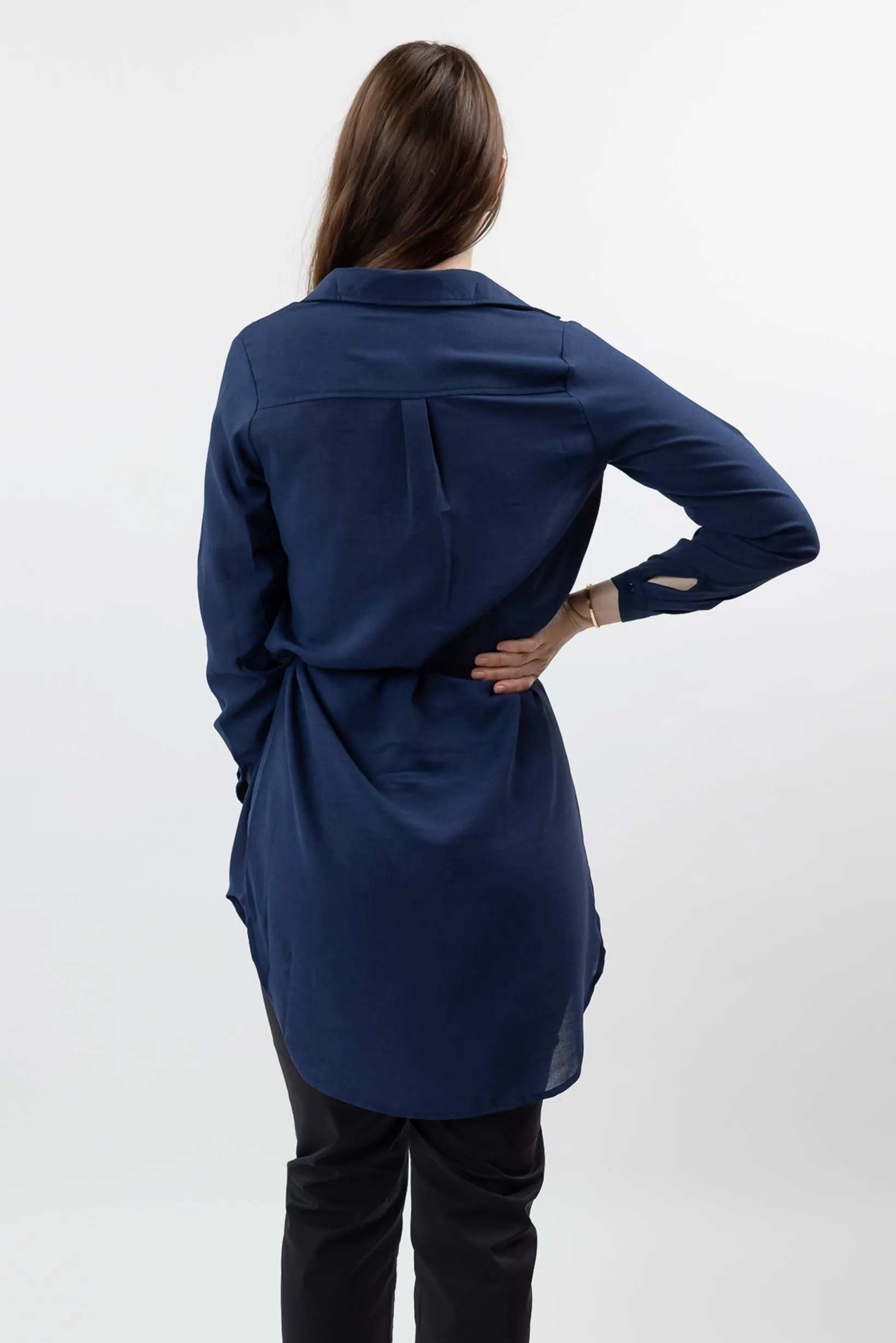 Roll Sleeve Loop Top - Dark Shades