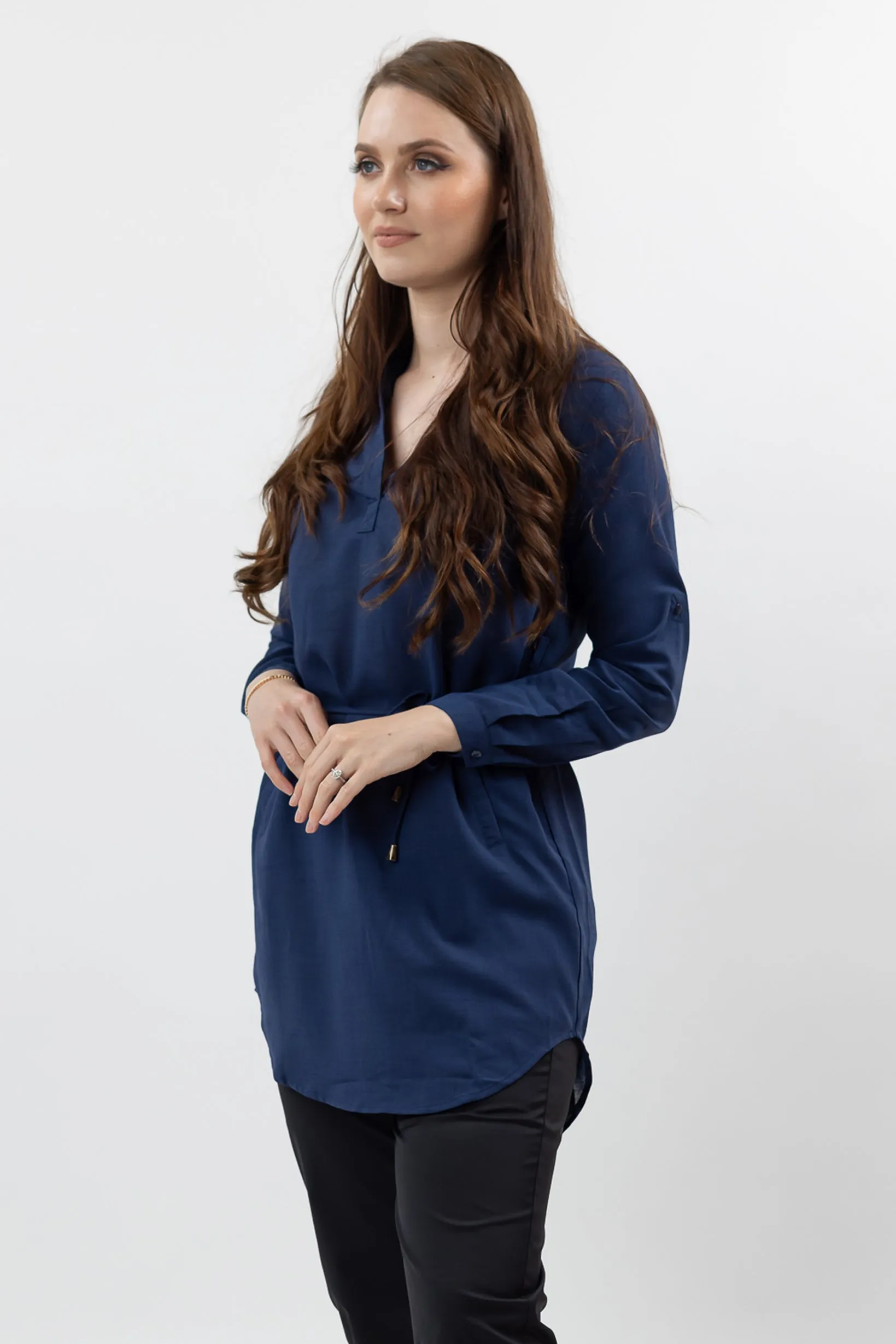 Roll Sleeve Loop Top - Dark Shades