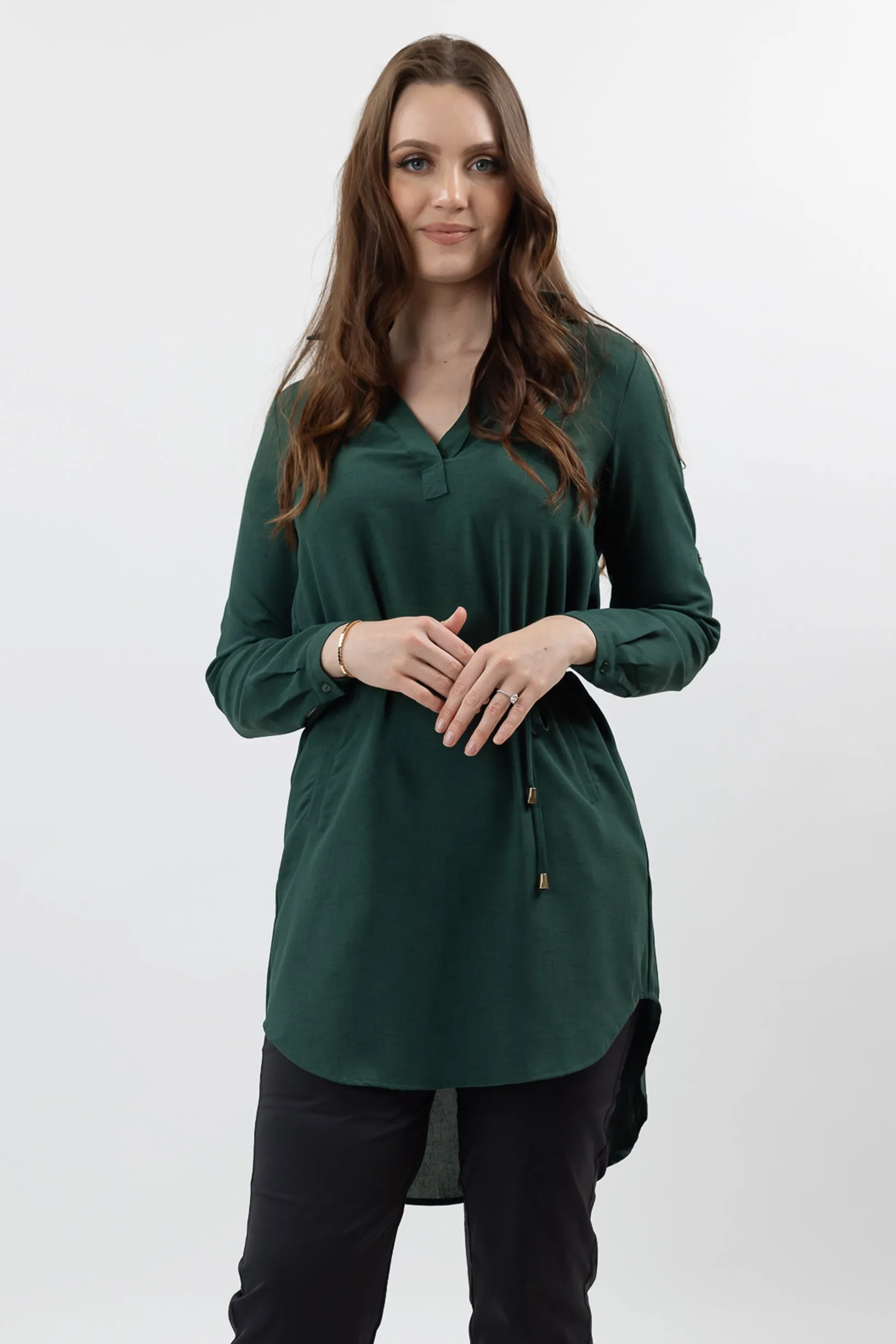 Roll Sleeve Loop Top - Dark Shades