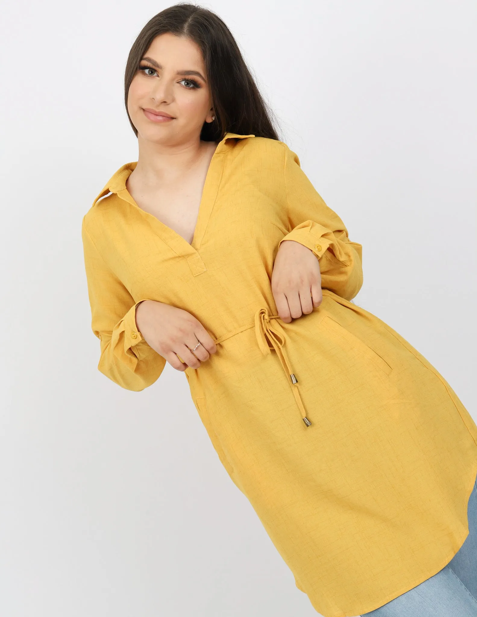 Roll Sleeve Loop Top - Dark Shades