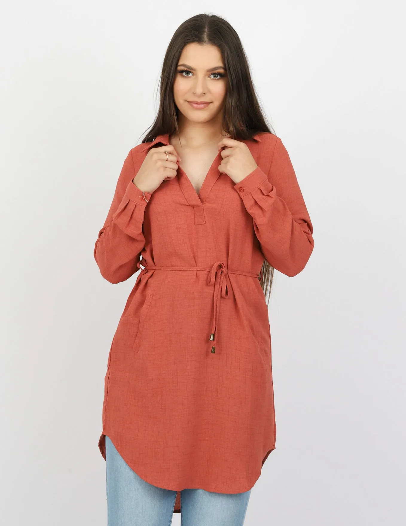 Roll Sleeve Loop Top - Dark Shades