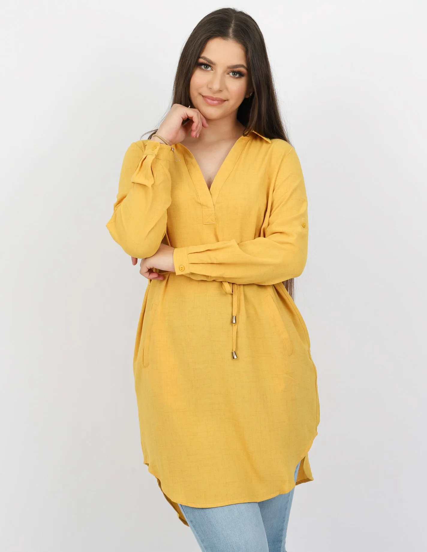 Roll Sleeve Loop Top - Dark Shades