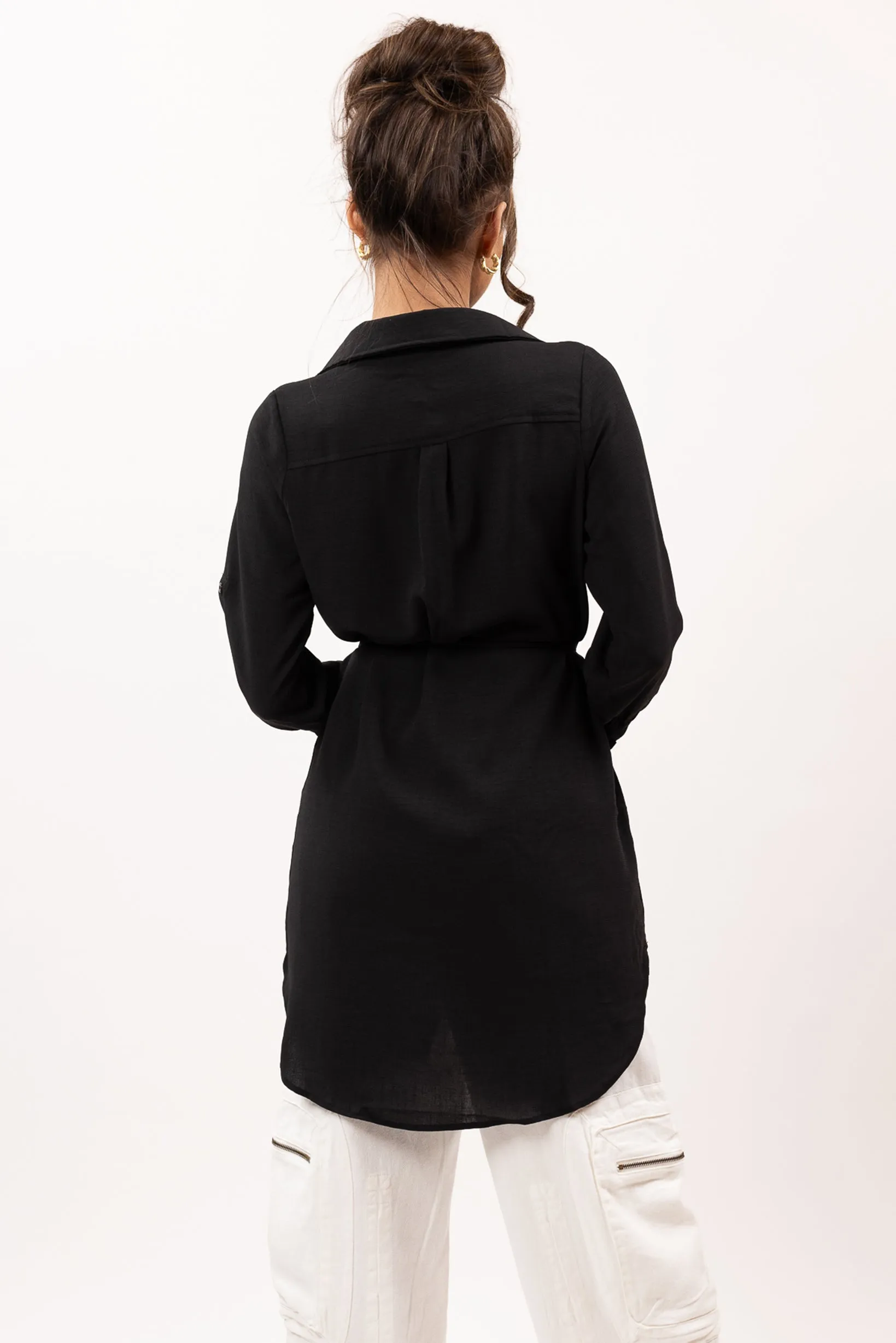 Roll Sleeve Loop Top - Dark Shades