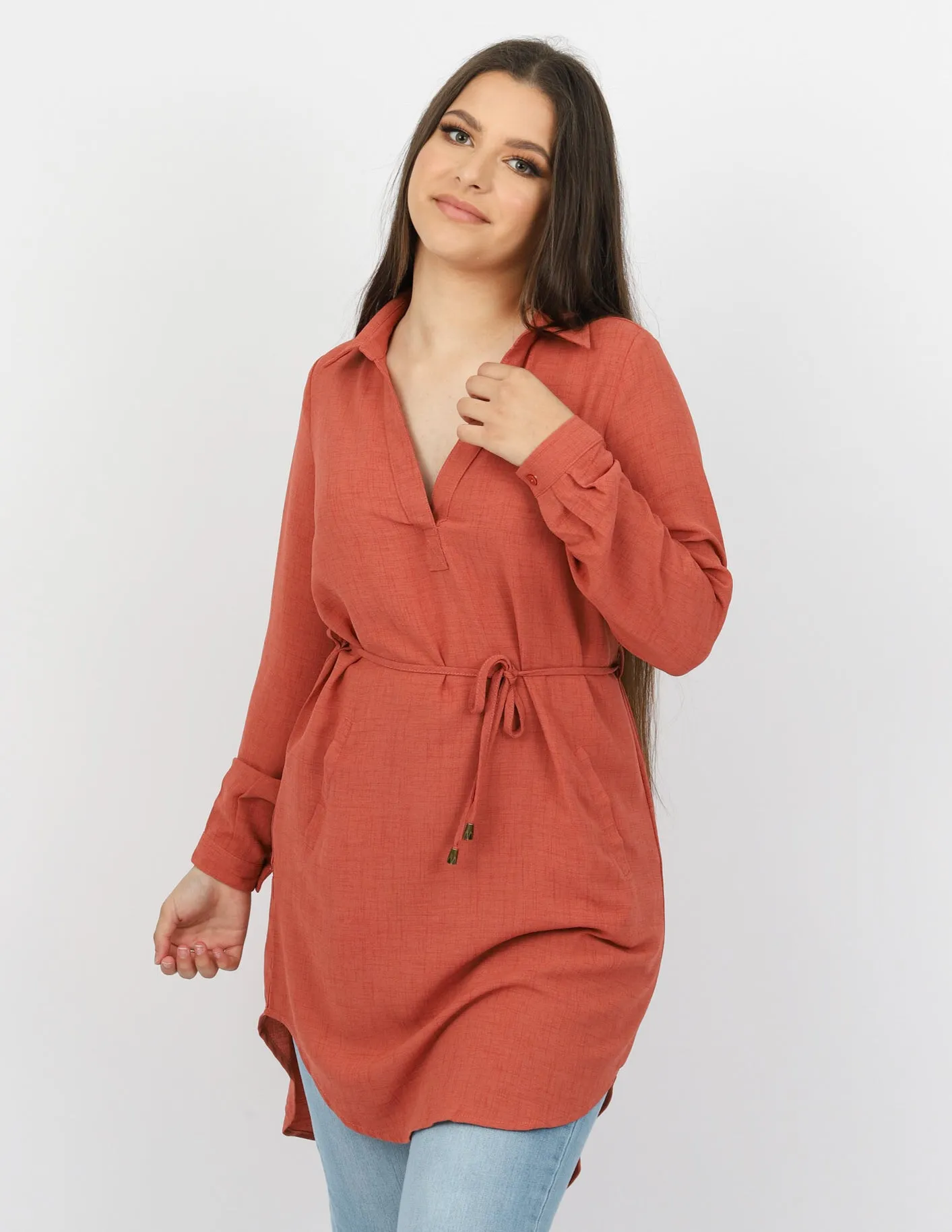 Roll Sleeve Loop Top - Dark Shades