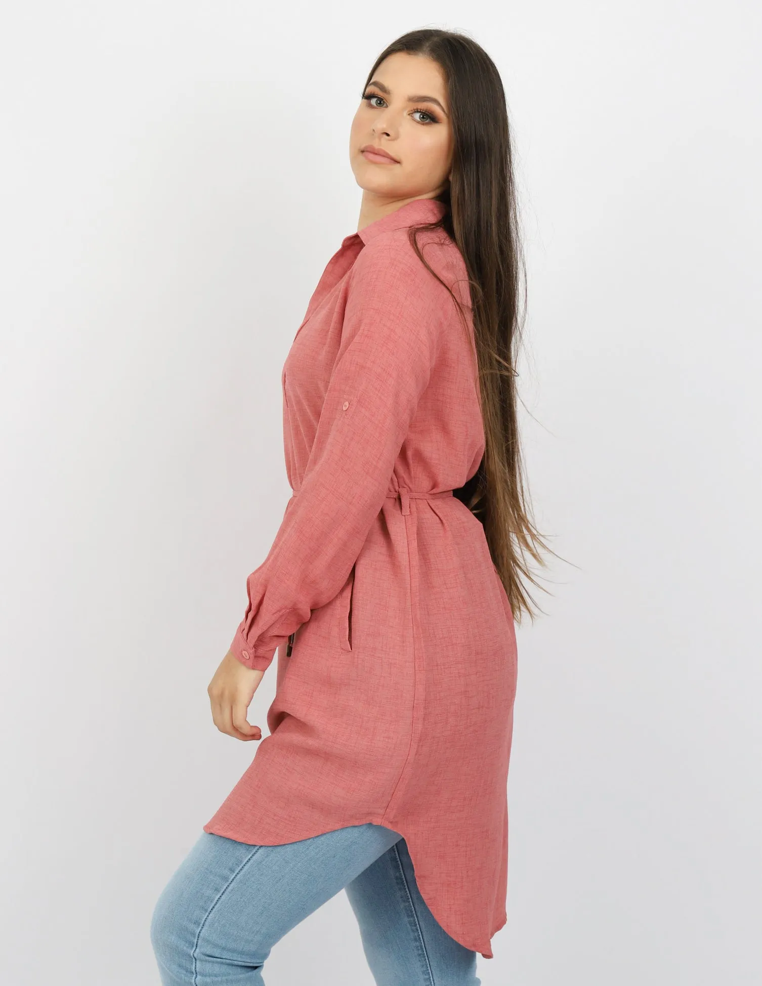 Roll Sleeve Loop Top - Dark Shades