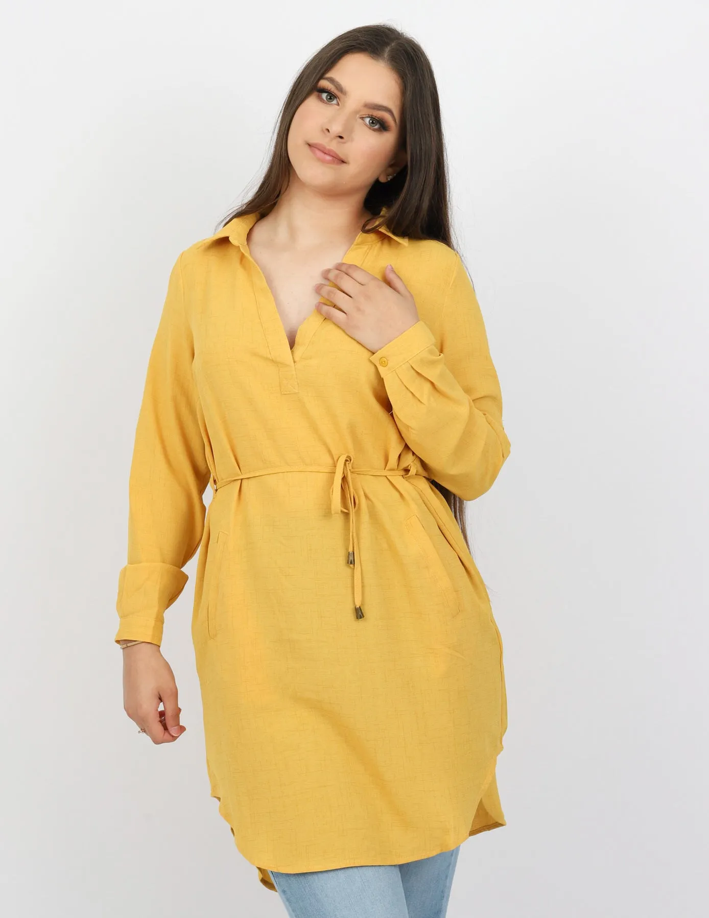 Roll Sleeve Loop Top - Dark Shades