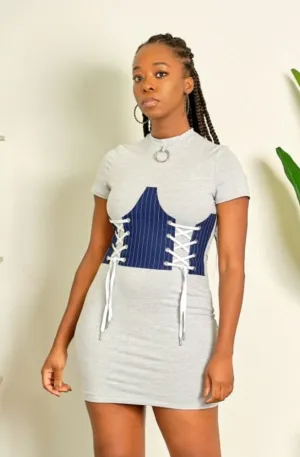 So What If I'm Cute Fitted T Shirt Dress with Faux Corset