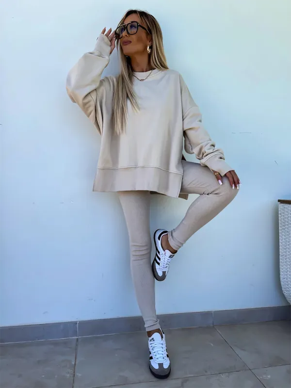Sporty Casual Set Leggings & Oversized Sweatshirt